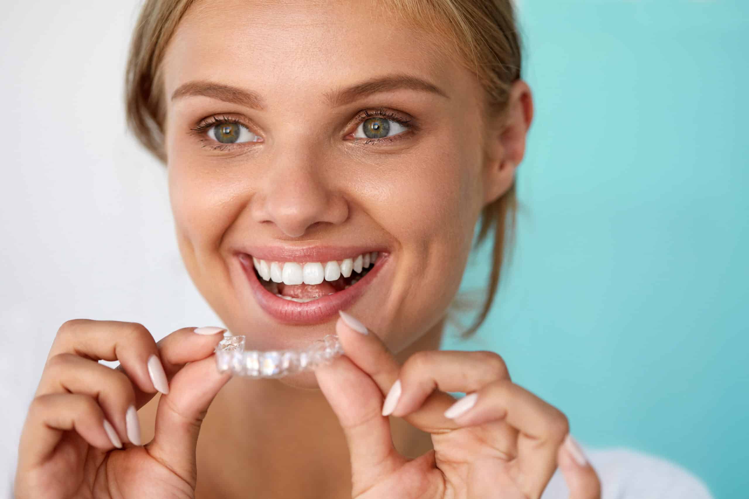 Woman with Clear Aligners