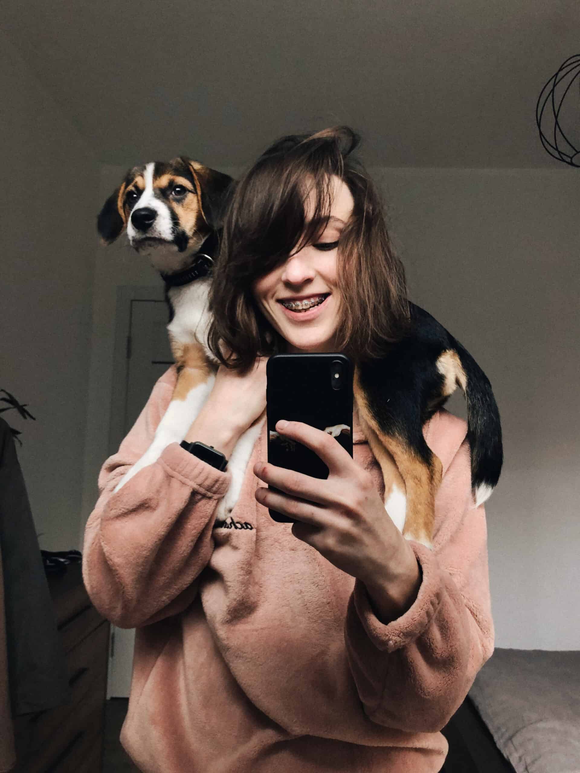 Smiling Girl w/ Dog